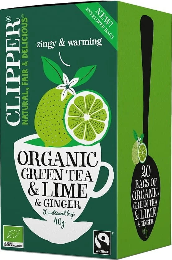 HERBATA ZIELONA Z LIMONKĄ I IMBIREM FAIR TRADE BIO 40 g (20 x 2 g) - CLIPPER DATA: 04.2026