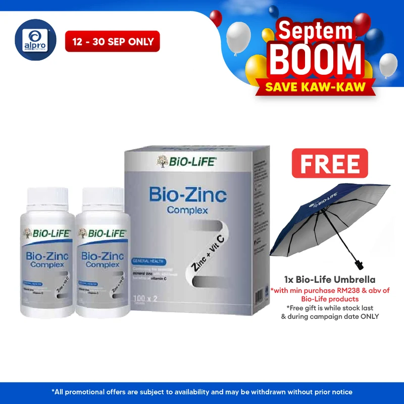 Bio-Life Bio-Zinc Complex 2 X 100s | Antioxidant Essential
