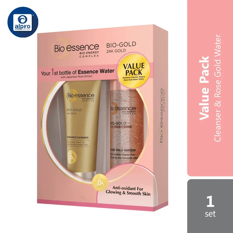 Bio Essence Bio-Gold Cleanser 100g + Rose Gold Water 100ml | Bio-Gold Skincare Set