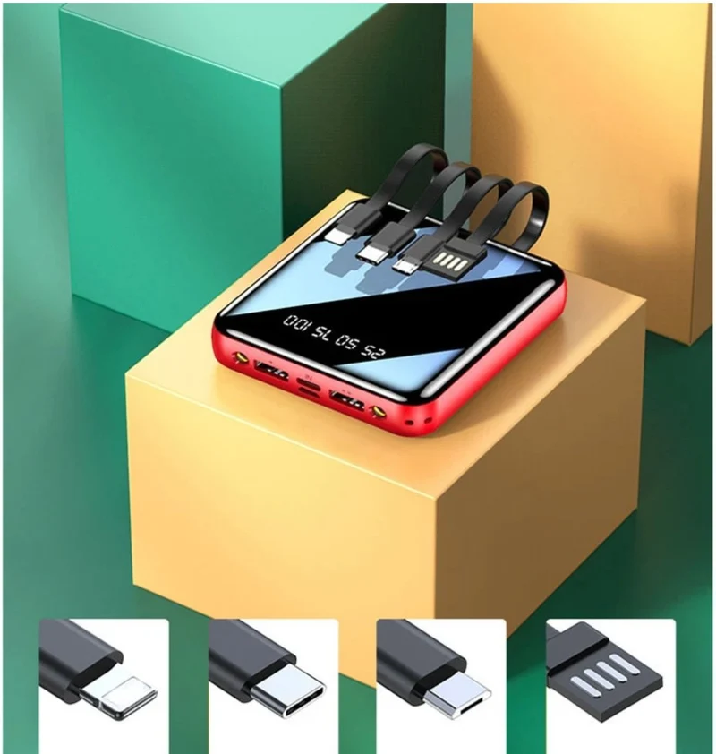 10000mAh #Power Bank med Fast Charging, Apple lightning lade port, USB - C lade inngang, Mikro USB lade adapter og USB lade funksjon.