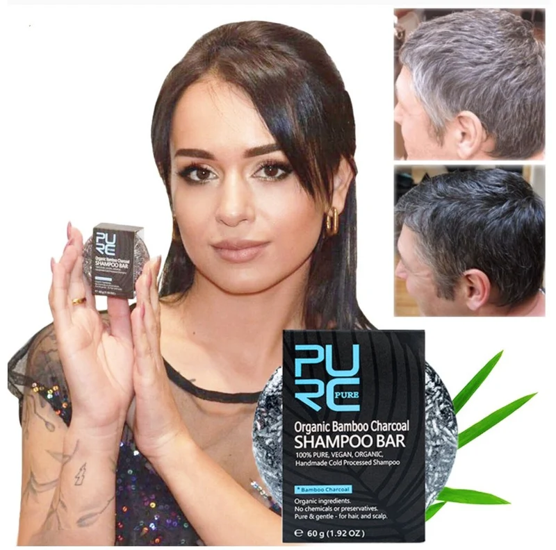 Bamboo Charcoal Grått Hår Fjerner Shampoo og Serum