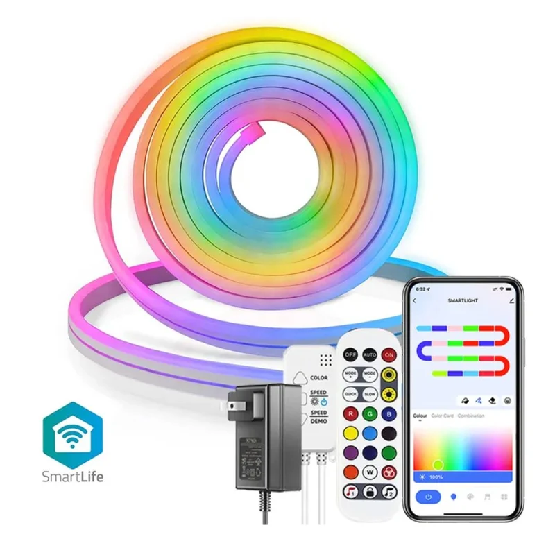 TUYA Neon LED strip lights with music sync RBGIC og WIFI