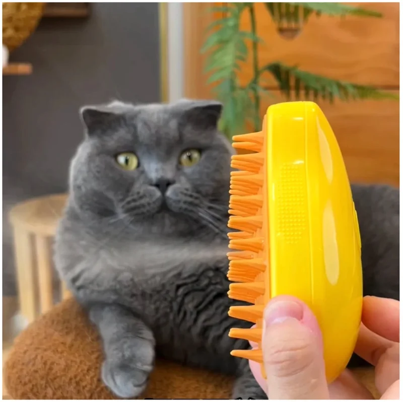 Pelsbørste med Damp til Katt og Hund Grooming Brush - 3 in 1 Steamy Pet Brush