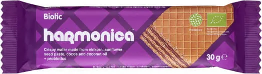 WAFELEK Z KREMEM MLECZNO KAKAOWYM Z PROBIOTYKAMI BIO 30 g - HARMONICA DATA: 05.2026