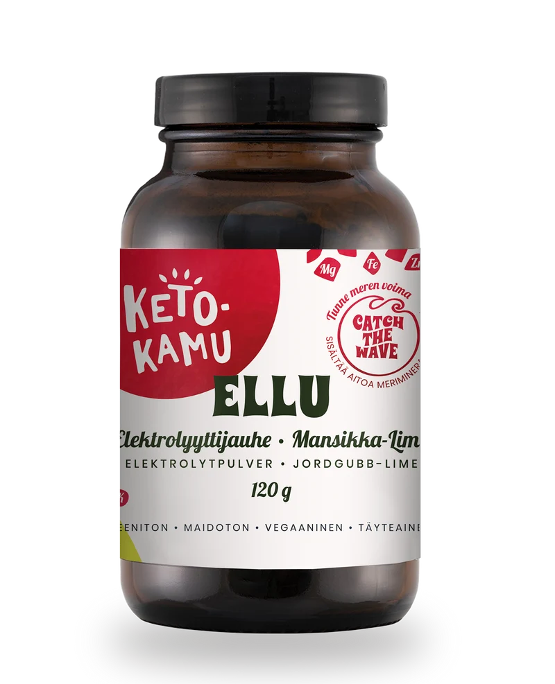 Elektrolytpulver Ellu, jordgubb-lime, 120 g