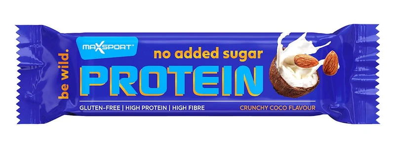 Proteinriegel mit Kokosnuss- und Mandelgeschmack in Milchschokolade ohne Zuckerzusatz, glutenfrei 40 g - MAXSPORT DATE: 02.2026
