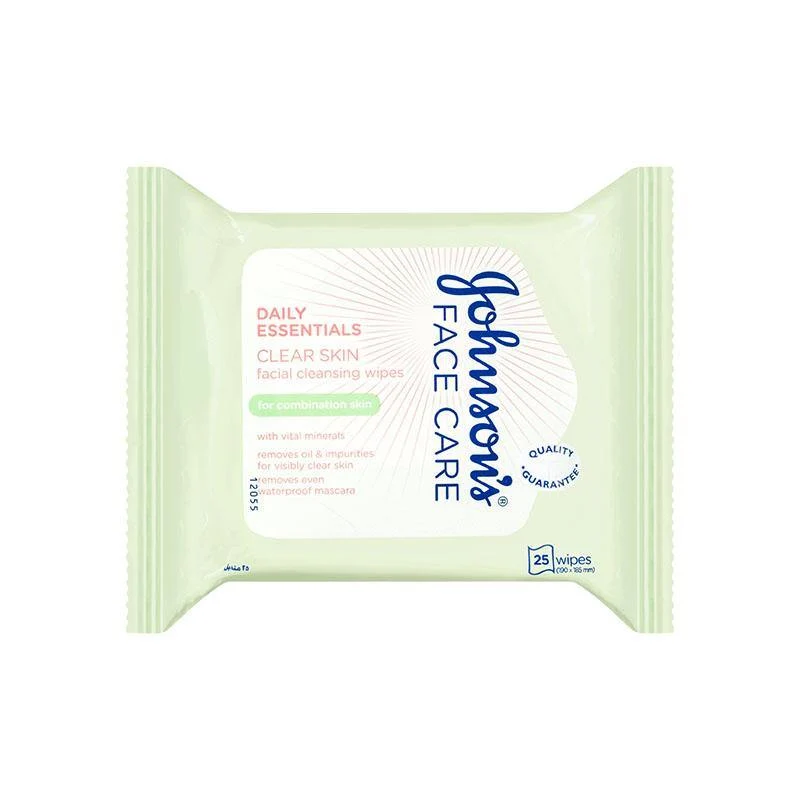 Johnson's Face Care Daily Essentials Clear Skin Wipes Combination Skin 25 Pack