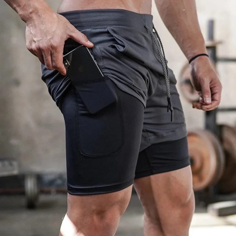 Gym shorts med Compression under tights og sidelomme
