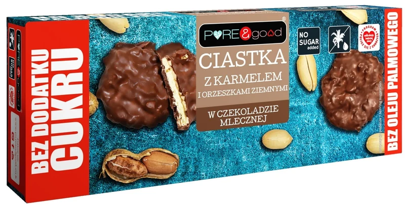Kekse mit Karamell und Erdnüssen in Milchschokolade ohne Zuckerzusatz 128g DATUM: 04.2026
