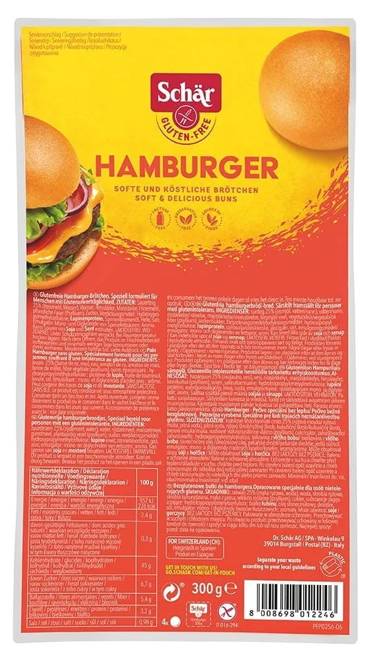 Hamburger- Hamburgerbrötchen GLUEL-frei. 300 g DATUM: 03.2026