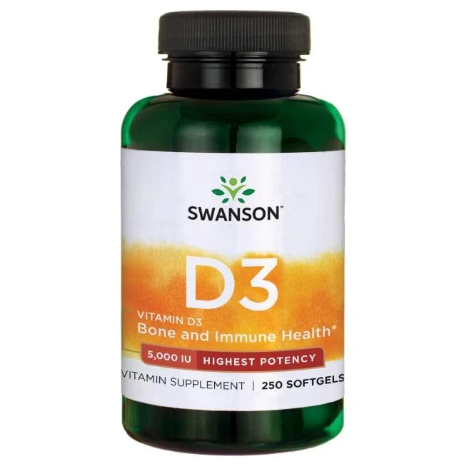 Swanson Highest Potency Vitamin D-3 (5000 IU) - 250 softgels