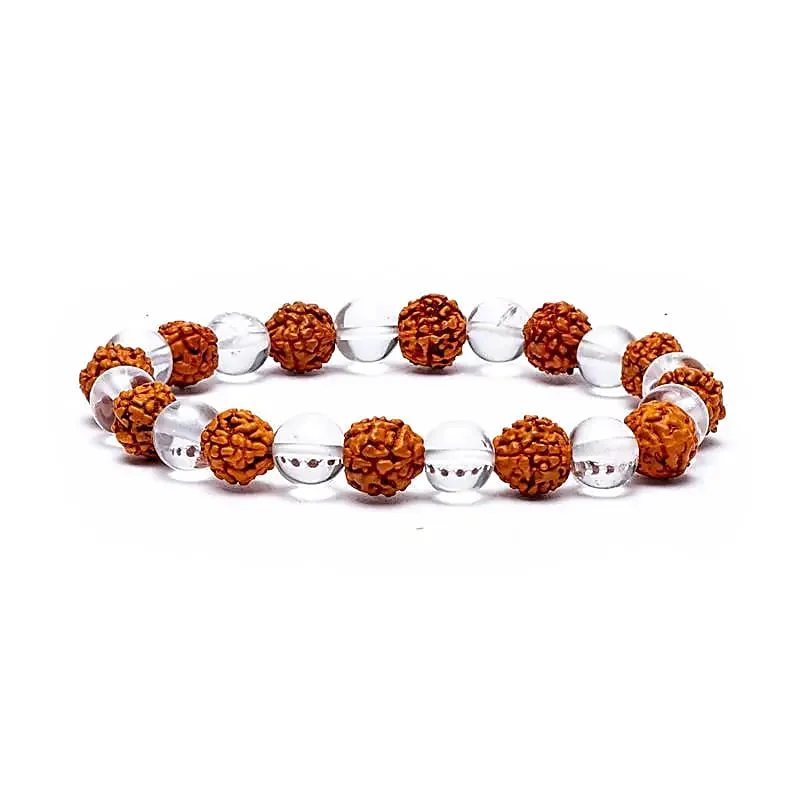 Armband Rudraksha & Klar Kvarts