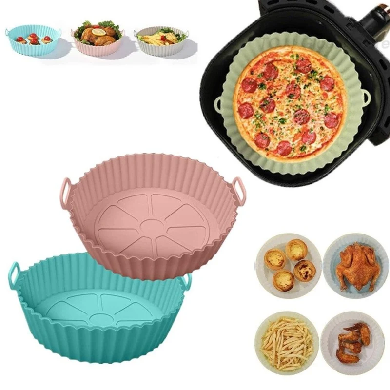 2 stk gjenbrukbare airfryer silikon stekebrett og Non-stick silikon form