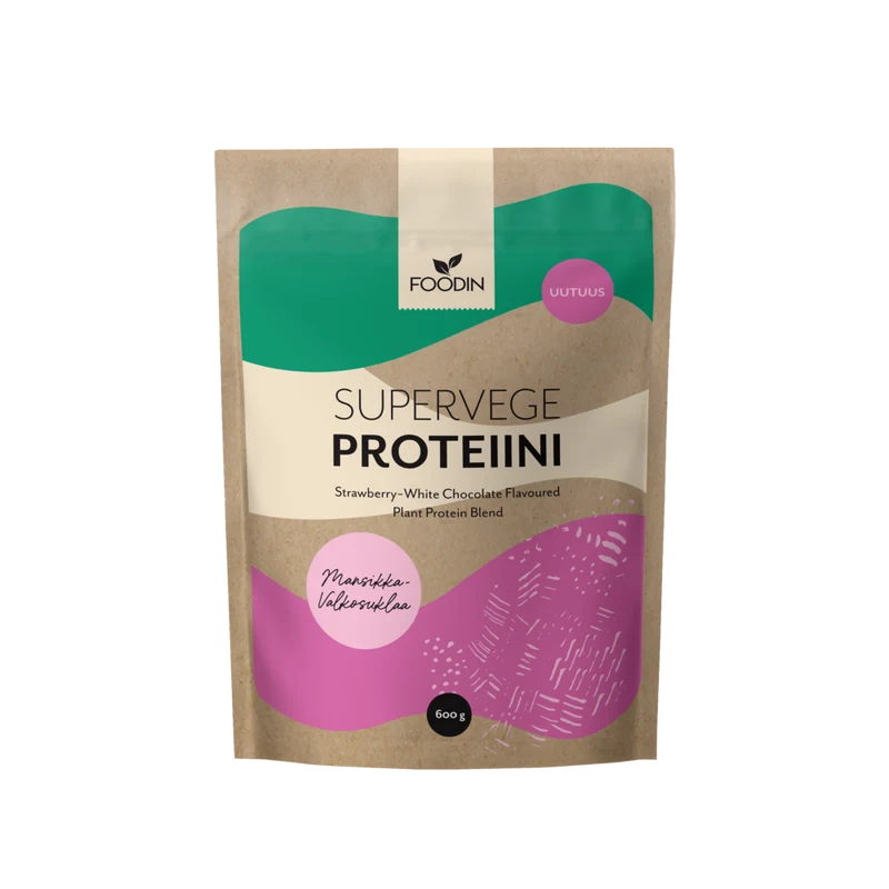 Foodin- Supervege, Jordgubb-Vit choklad, 600g