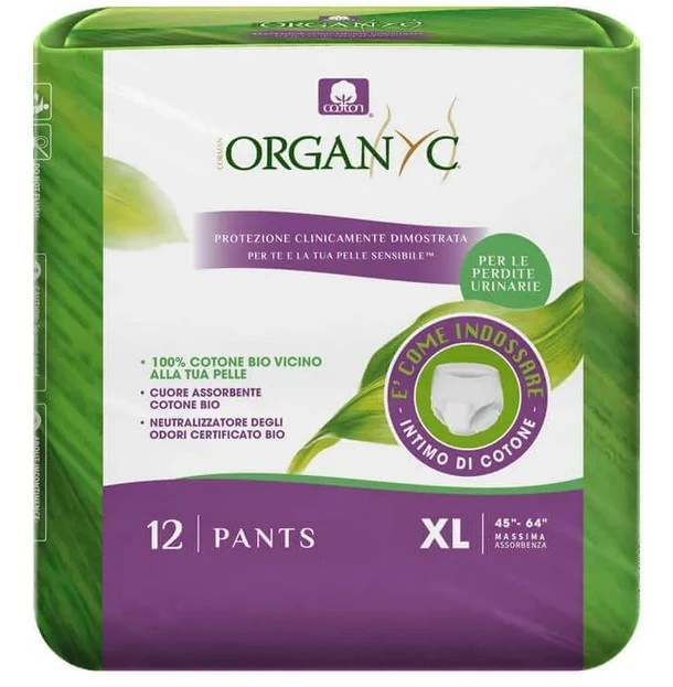 Saugfähige Unterwäsche aus Bio-Baumwolle für Inkontinenz, Größe xl, 12 Stück ORGAN(Y)C