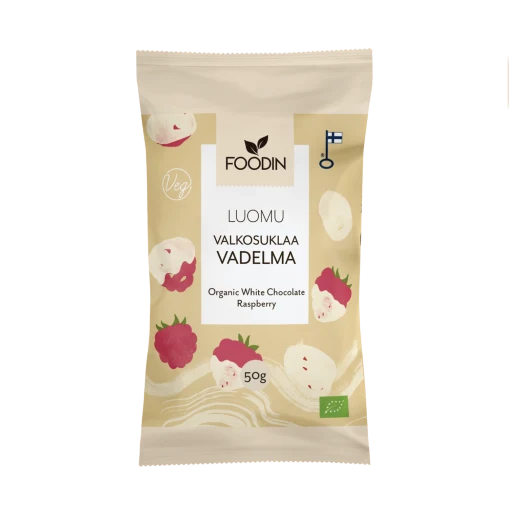 Vit Choklad Hallon, vegan, 50 g