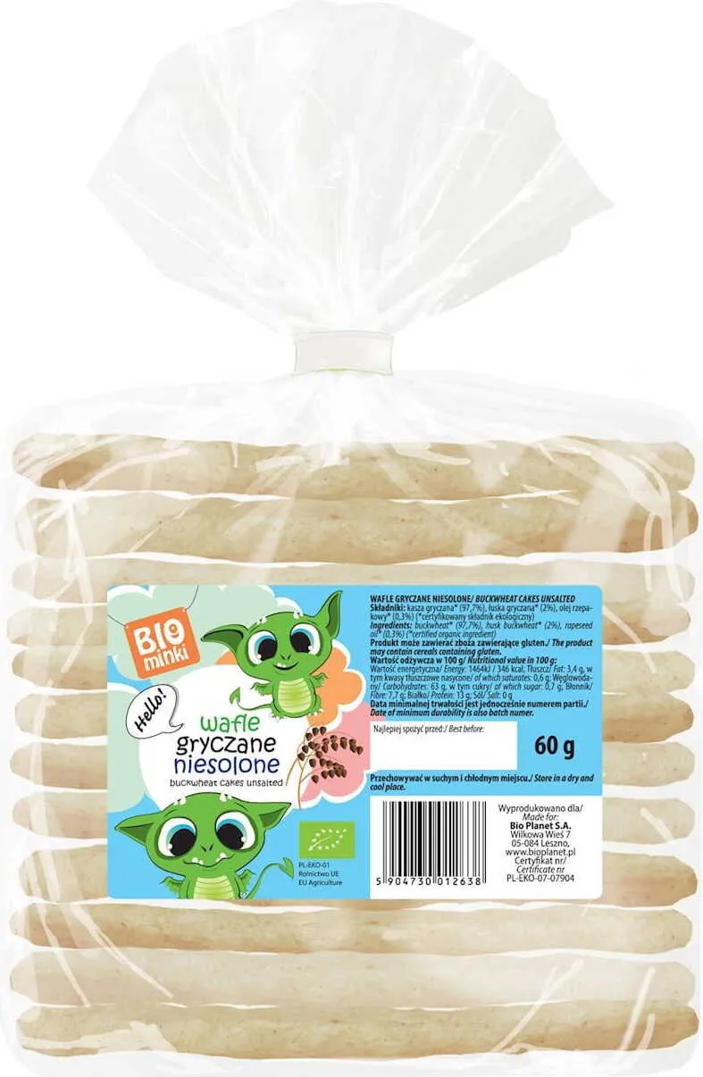 Ungesalzene Waffeln BIO 60 g - BIOMINKI DATE: 03.2026