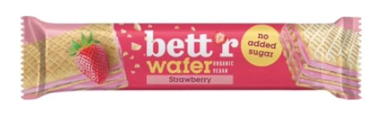 Waffel mit Nuss und Erdbeercreme, ohne Zuckerzusatz BIO 30 g - BETT'R DATE: 03.2026
