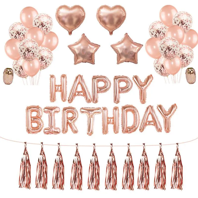 Rose Gold Happy Birthday Party Foil Bokstavballonger