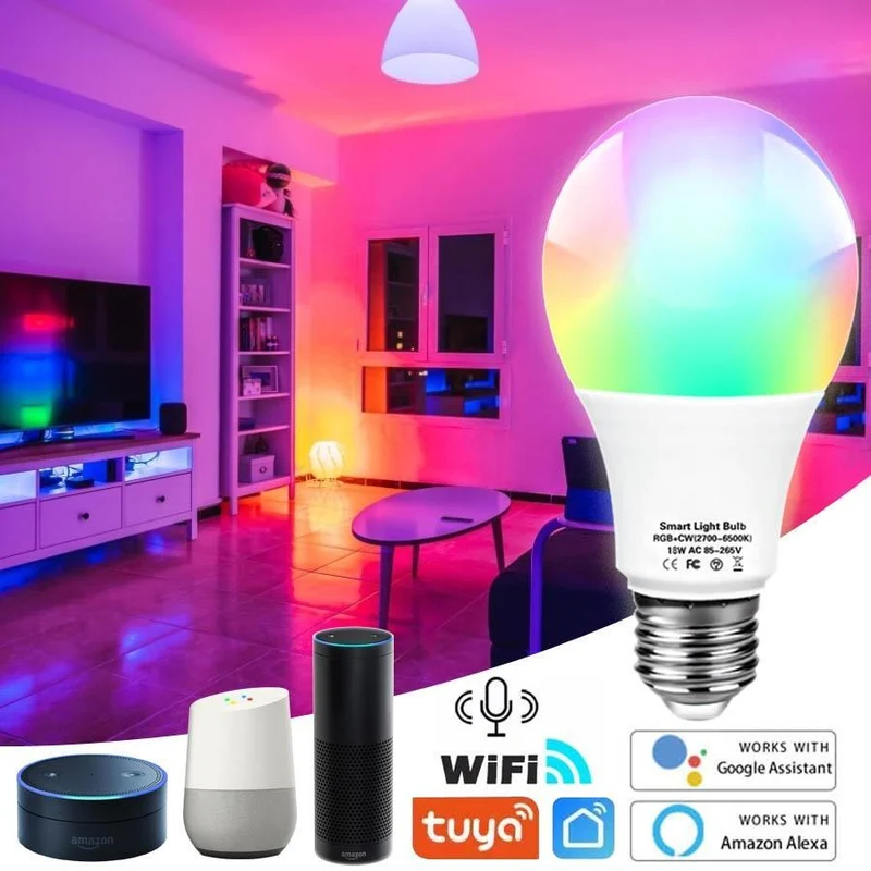 Smart WiFi Alexa Light Bulbs LED RGB Color