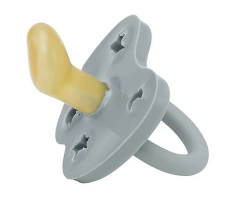Anatomischer Gummischnuller Sterne/Mond, grau 3-36 Monate HEVEA