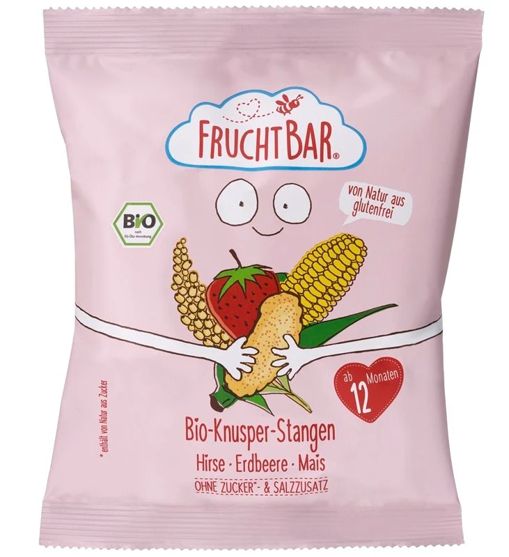 Erdbeer-Jaggery-Mais-Chips, über 12 Monate BIO 30 g FRUCHTBAR