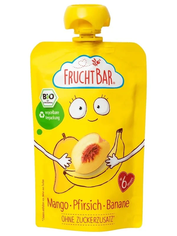 Mousse aus Mango, Pfirsich und Banane BIO 100 g FRUCHTBAR