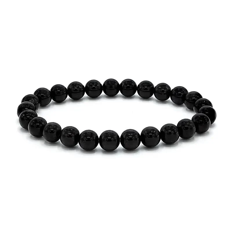 Armband 8mm Svart Turmalin - för bredare handled