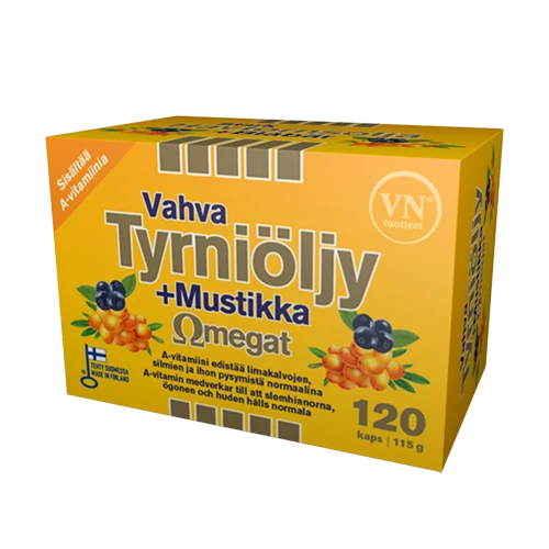 Vahva Tyrniöljy +Mustikka Omegat 120kps.