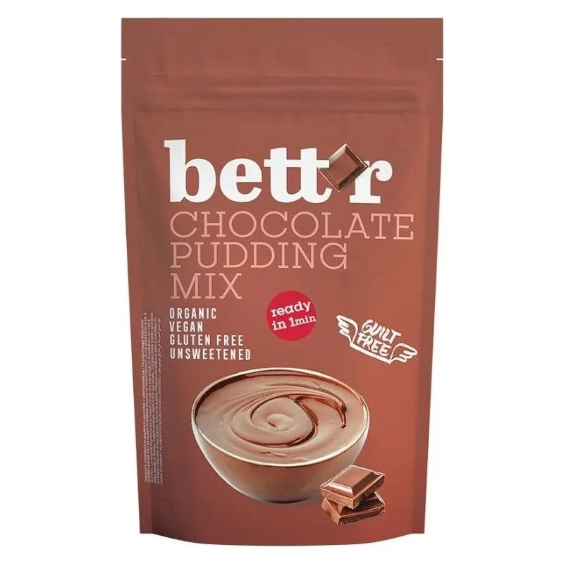 Glutenfreier ungesüßter veganer Schokoladenpudding BIO 200 g BETTR