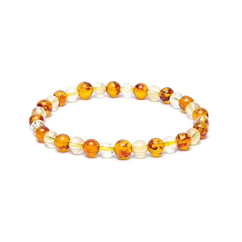 Armband 6mm Bärnsten & Citrin