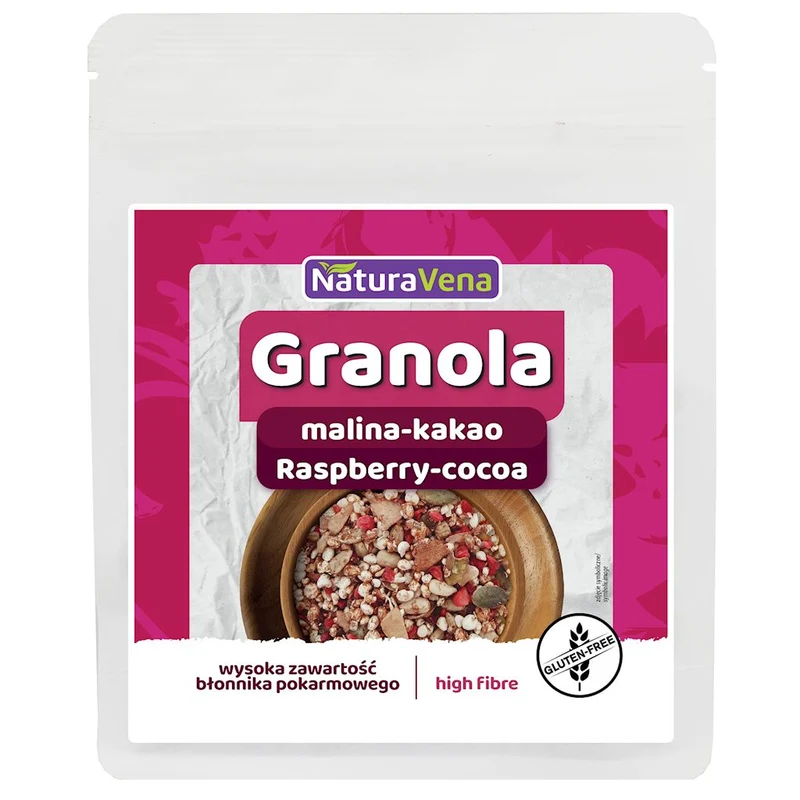 Glutenfreies Himbeer-Kakao-Granola 200 g - NATURAVENA