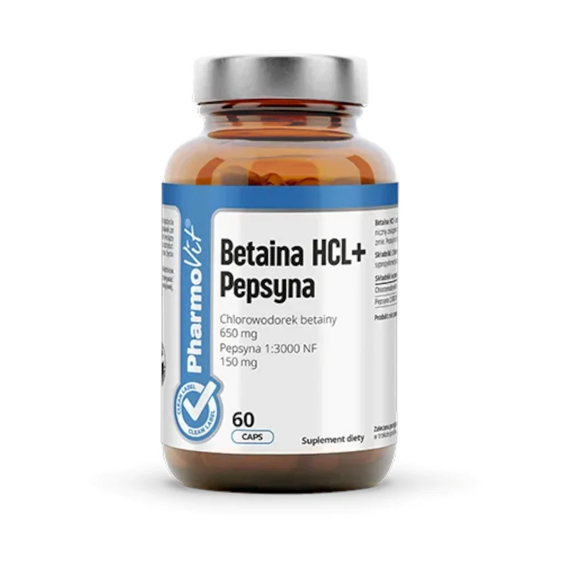 BETAIN + PEPSIN GLUTENFREI 60 KAPSELN - PHARMOVIT (CLEAN LABEL)