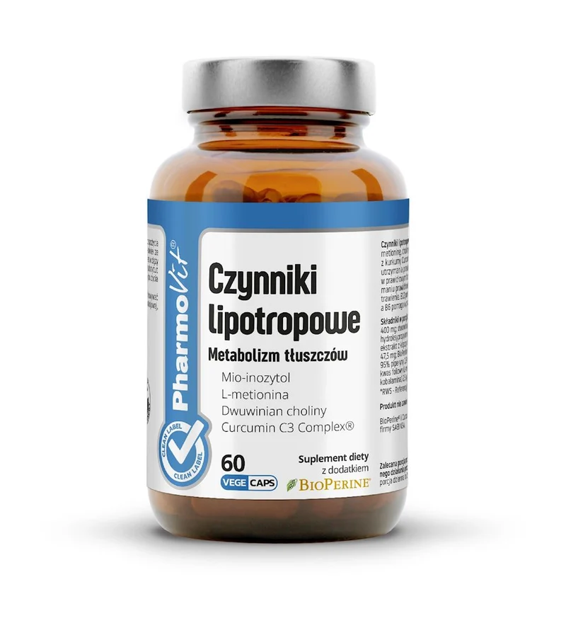 Glutenfreie Kapseln für den Fettstoffwechsel (LIPOTROPIUM FACTORS) 60 Stück. - PHARMOVIT (SAUBERES ETIKETT)