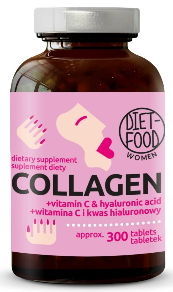 KOLLAGEN MIT HYALURONSÄURE UND VITAMIN C 300 TABLETTEN - DIÄT-LEBENSMITTEL