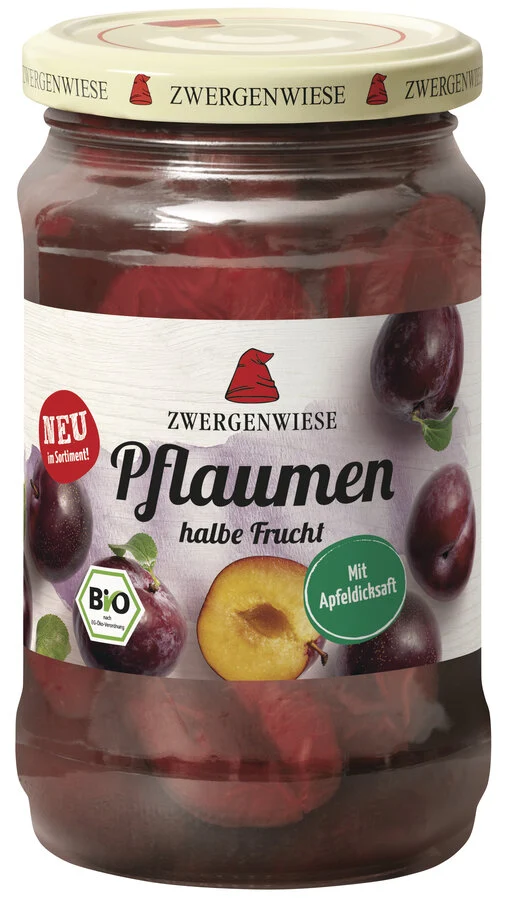 Glutenfreie Pflaumenhälften in leichtem Sirup BIO 360 g (180 g) (Glas) - ZWERGENWIESE