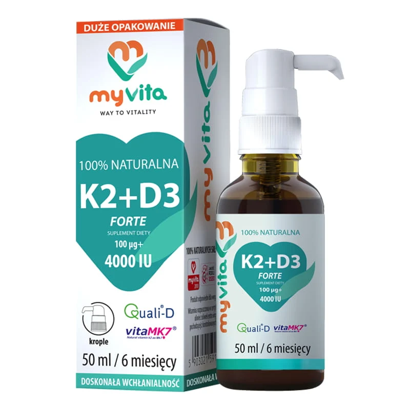 Vitamin K2 K-2 100 µg D3 D-3 4000 IU forte liquid 50 ml Tropfen MyVita