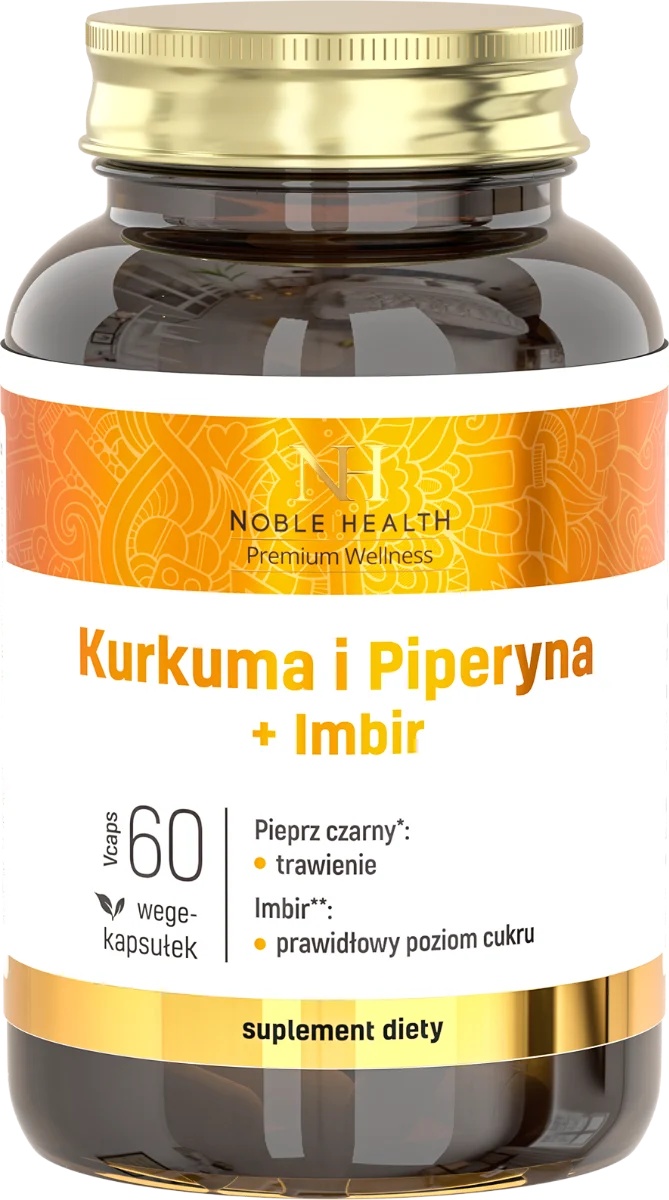 Noble Health Kurkuma und Piperin + Ingwer 60 Kapseln