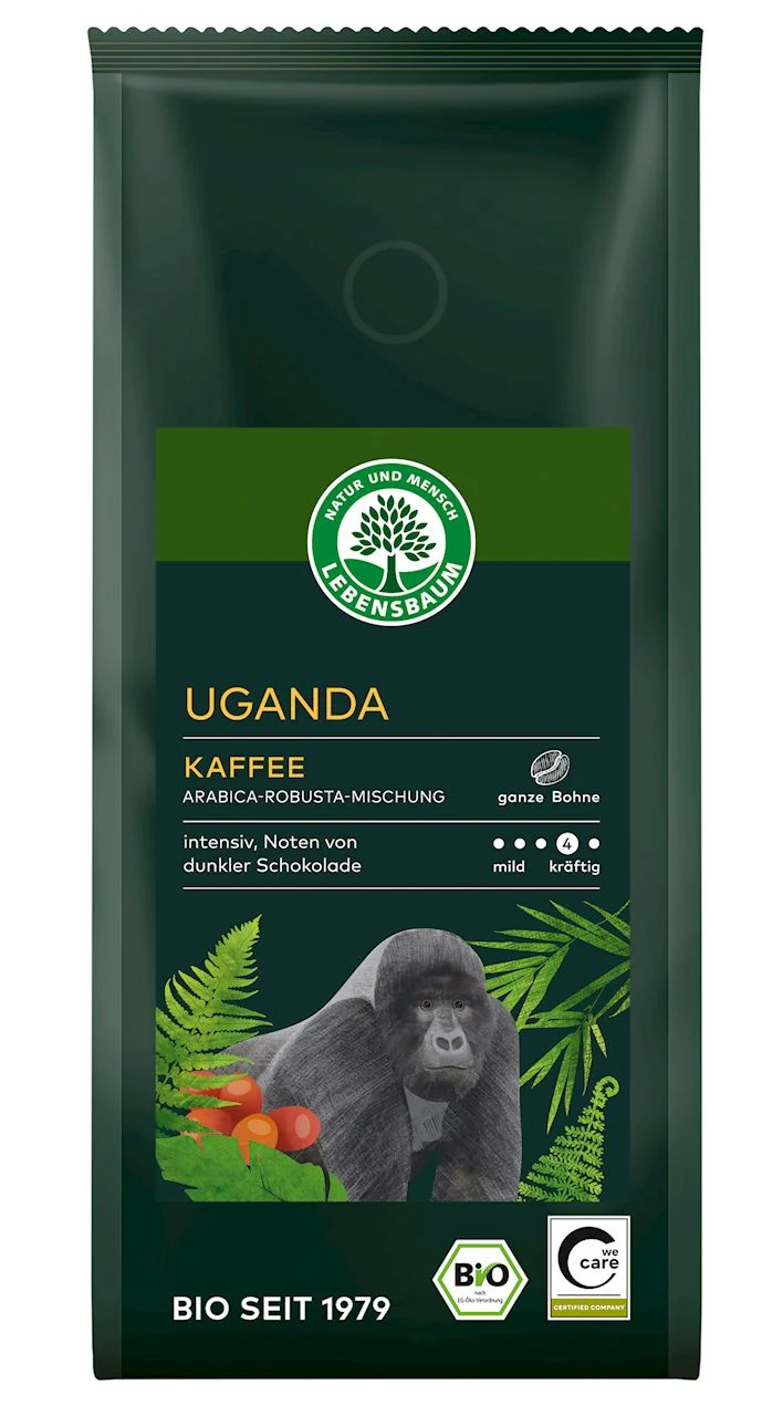 ARABICA/ROBUSTA UGANDA BEAN COFFEE BIO 250 g - LEBENSBAUM