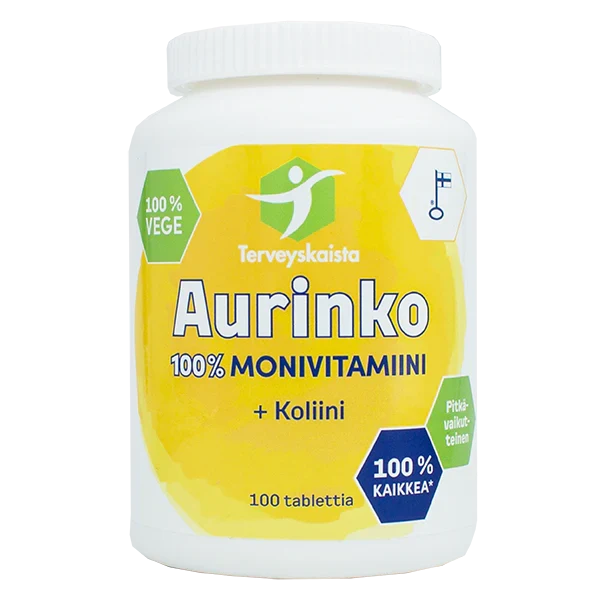 Terveyskaistan Aurinko 100% Multivitamin + Kolin 100 tbl.