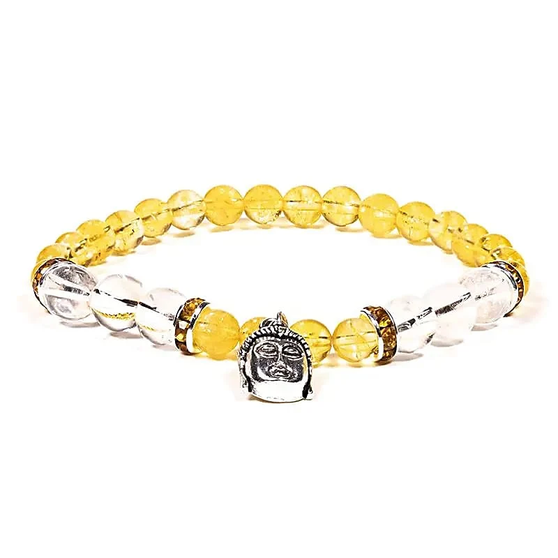 Bergkristall & Citrin Kristallarmband – Buddha