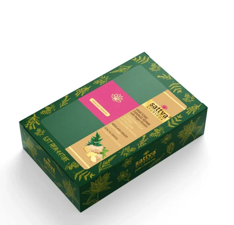 GESCHENKSET RESTAURATIVE VEGANE KERATINEINREIBUNG + KOPFMASSAGEBÜRSTE - SATTVA