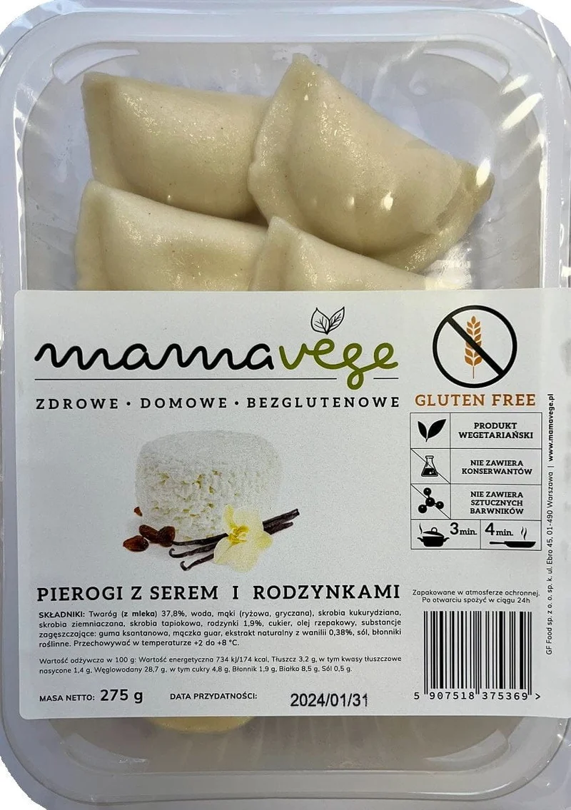 Knödel mit Käse und Rosinen, glutenfrei 275 g - MAMA VEGE