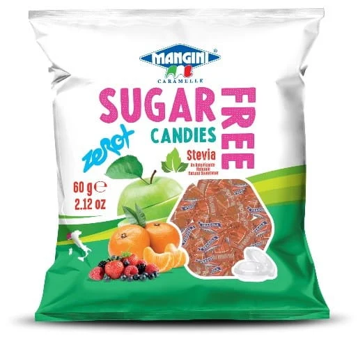 Bonbons mit grünem Apfelgeschmack und Stevia, zuckerfrei 60 g MANGINI
