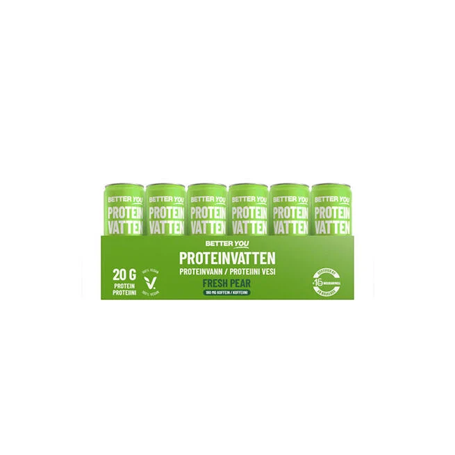 24 x Proteinvatten 330 ml Koffein Päron