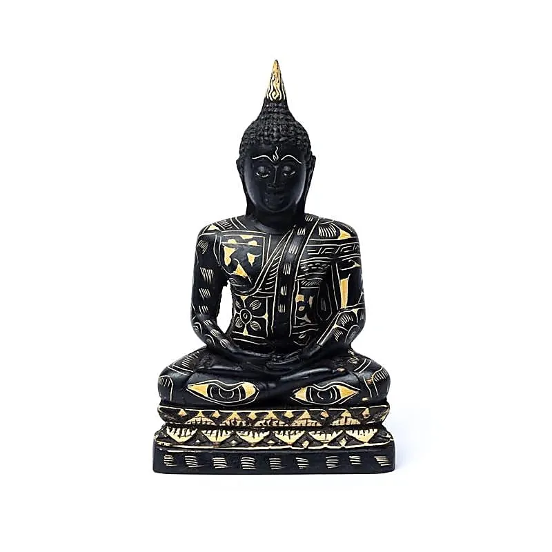 Meditation Buddha 17 cm, svart