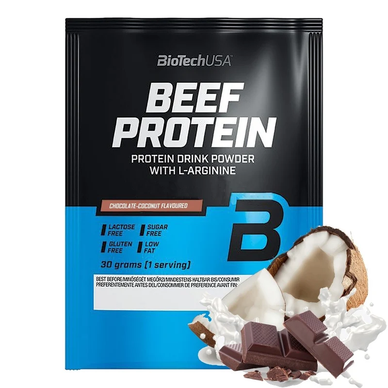 BioTech USA Rindfleischprotein 30g mit Kokosnuss- und Schokoladengeschmack