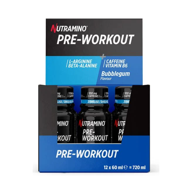 12 x Nutramino PWO Shot, 60 ml Bubblegum