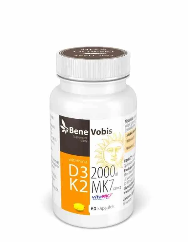 Bene Vobis Vitamin D3 2000IU + K2 MK7 100mcg 60 Kapseln