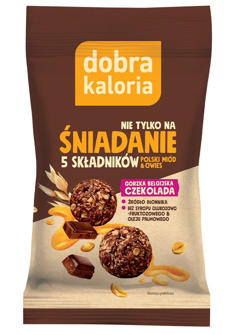 Gute Kaloria Frühstücksbällchen mit dunkler Schokolade und Hafer 40g